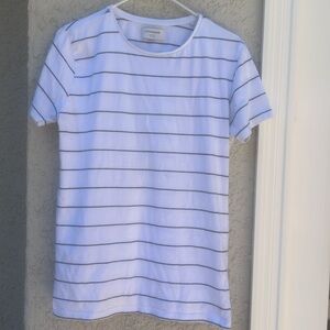 LINDBERGH Men's White & Black Stripe Short Sleeve Tshirt Size L